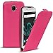 Produktbild Conie Flip Hülle kompatibel mit Wiko WIM, PU Ledertasche in Pink klappbare Handyhülle innen weich gefüttert