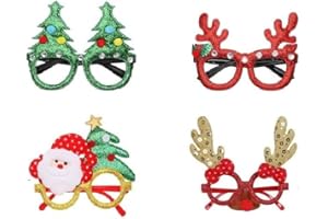 XTAIQD Christmas Glasses,Christmas Glitter Party Glasses, Funny Xmas Glasses Frames,Creative Funny Decoration Eyewear Toys for Kids Adults Fancy Dress Costume Party Glasses for Christmas Party Favors