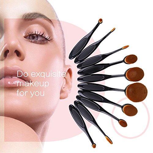 Molain 10pcs Make-up Pinsel mit Zahnbürste Art Foundation Creme Puderpinsel Eyeliner Bürste Lippenpinsel (10Stk) - 5