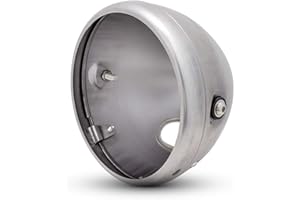 ALCHEMY PARTS 7.7 inch Motorbike Headlight Housing Bucket | Standard Depth with Bezel for 7” Inch Lenses – Ideal for Classic Bike | Café Racer | Vintage Scrambler | Retro Projects | Stainless Steel Hardware