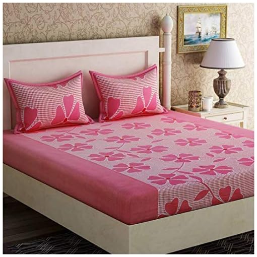 Inovamall Cotton 145 TC Bedsheet (Standard_Pink)