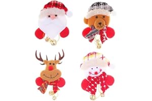 PINICECORE Zonster Weihnachts-Brosche mit blinkender LED-Brosche für Kinder, Geschenk, Partyzubehör, 4 Stück, Stoff