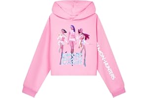 SZRXKJ Unisex Niños K Pop Demon Hunters Letras Impresión Deportiva Casual Manga Larga Sudadera con Capucha