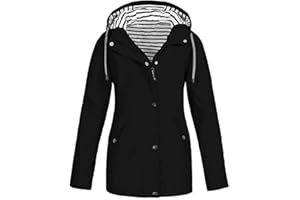 ORANDESIGNE Veste de Pluie Femme Manteau Imperméable Poncho Pluie à Capuche Zippé Cape de Pluie Manches Longues Coup Vent Raincoat Filles Veste Coupe-Vent pour Voyage