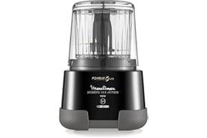 Moulinex Picadora 1,2,3 DP8108 - Picadora eléctrica 1000 W, 2 cuchillas powerlife, capacidad de hasta 350 g/550 ml, tapa hermética, sistema de protección contra el sobrecalentamiento, compacto, negro