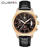 JYJM❤CUENA Uhren Herren Luxusmarke Chronograph Herren Sportuhren Wasserdichte Quarz Herren Uhr Analog Quarz Armbanduhren mit Schwarz Edelstahl Masch Armband, Wasserdicht Minimalist Armbanduhr für
