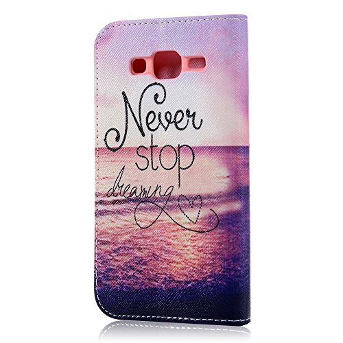 BADALink Hülle für Samsung Galaxy J5 2015 PU Leder Wallet Flip Case Bookstyle Softcase Schutzhülle Etui Schale mit Magnetverschluss Meer Muster Never Stop Learning Rot Cover Shell+Eingabestift +Staubstecker - 3