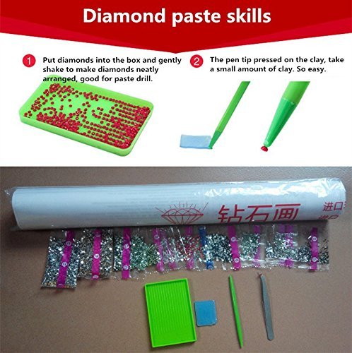 DIY Wanddeko Wandtattoo Diamant-Stickerei-Diamant-Mosaik Pfau Diamant-Malerei Kreuzstich Kits 30x50cm Wandaufkleber Wandsticker für Wohnzimmer Kinderzimmer Schlafzimmer Büro Dekor usw. (Kopf nach links) - 5