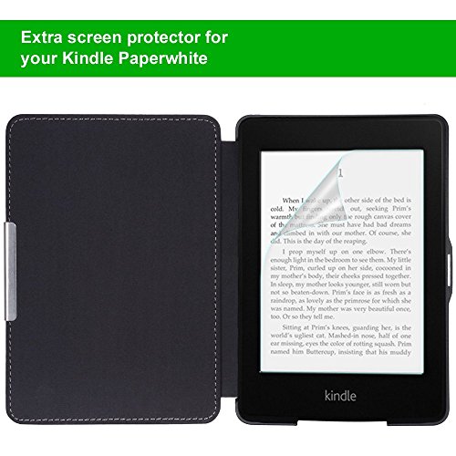 Zacro Kindle Paperwhite Lederhülle, Leder Schutzhülle Tasche Leather Case Cover mit Wake/Sleep Smart Funktion + Displayschutzfolie, geeignet für alle neue Kindle Paperwhite 2015 300 PPI 3.Generation / 2014 / 2013 / 2012 - 6