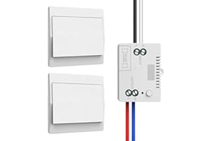 SUOXIOM Funk-Lichtschalter 230V Set, Funkschalter – keine Batterien erforderlich, wasserdichter Wandschalter (2V1 A)