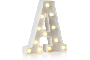 anso Letrero de luz LED con letras y números del alfabeto para decoración del hogar, fiesta de cumpleaños, eventos, luces nocturnas, 22 cm (A)