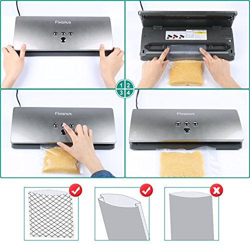 Fivanus Vakuumierer Vakuumiergerät DS-100 Folienschweißgeräte Kompakter Vakuum-vakuumieren 30cm Schweißnaht , inkl.10 gratis Folienbeutel - 4