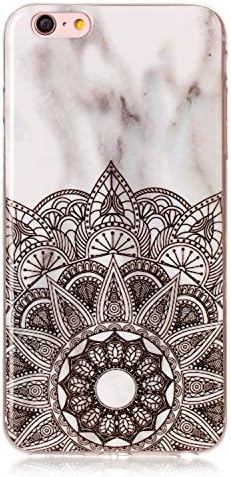 iphone6 plus (5.5inch) Tpu White Mandala ston Marble Case,iphone6s plus (5.5inch) Gel Stone Case,Vioela Fits Clear Transparent Rubber Flexible silicone Soft Backcover with Nature Marble Coral Oil Painting Art Pattern for iphone6 plus with Free Stylus