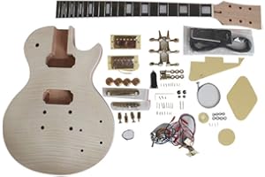 Coban Guitars Build your own Electric DIY Guitar Kit UK LP740 Mahogany Body Flamed Maple Veneer Gold Fittings Non Soldering (Gold fittings)