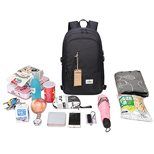 Fresion Business Laptop Notebook Tasche mit USB für 15 zoll Damen Herren leicht Uni Arbeit Businesstasche Notebooktasche Laptoptasche Gepolstert Schule Outdoor Rucksäcke 26L×13B×48H cm ( Schwarz / Grau ) - 9