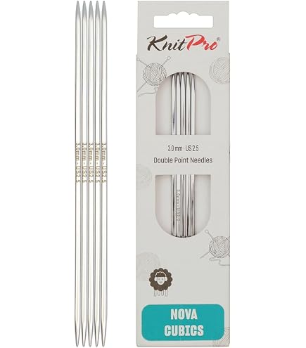 KnitPro Nova Cubics Ferri A Doppia Punta In Ottone - 12,5 Cm X 2,5 Mm, Confezione Da 5, Per Calze E Guanti
