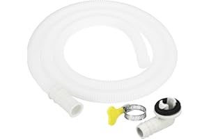 PATIKIL 4.9ft Aria Condizionatore Drenaggio Tubo Flessibile Kit, Universale Drenaggio Connettore Tubo di scarico con Morsetto per Mini-Split Finestra Unità AC Rubinetto, Bianco