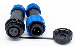 Elecbee Aviation Cable Circular Connector, SP17 2 Pin Waterproof & Dustproof Male Plug Female Circular Socket IP68 Solar Industrial In-line Type Butt Connector with Cap for Outdoor Power Signal、Lamps