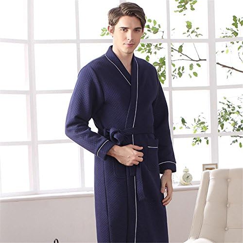 NIGHTSLEEP Men and women couple bathrobe winter quilted thick pajamas air layer long bathrobe three quilted cotton cotton lady robe, male, L