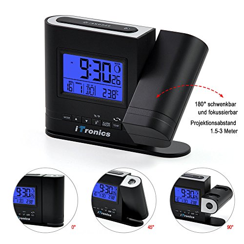 iTronics IR305BB Projektionswecker / Digital Tischuhr / Funkuhr mit Bewegungssensor und Temperaturanzeige - 5