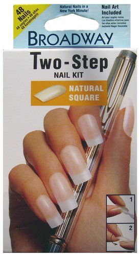 Broadway 2 Step Natural Square Nail Kit, 48 Nails with Nail Art