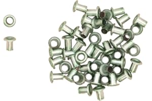 Craftelier - Lot de 50 Mini Oeillets Métalliques Idéal pour le Scrapbooking et l'Artisanat | Valable pour Différents Matériaux | Taille Diamètre Intérieur 3 mm et Extérieur 5 mm - Couleur Turquoise