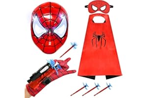 UUUPSL Disfraces de Hero, Máscara Capa para Niños Launcher Glove Juguetes Máscara de Fieltro, Ideal para Halloween, Navidad, Carnaval, Fiesta de Cumpleaños Halloween Cosplay Accesorios