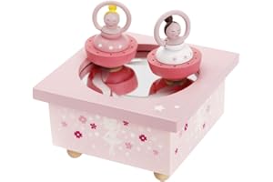 TROUSSELIER - Ballerines - Boîte à Musique Dancing - Idéal Cadeau de Naissance - 2 Figurines Amovibles - Fonctionnement Simple - Musique Sonate au Clair de Lune de Beethoven - Colori Rose