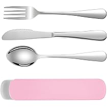 Set De Couverts De Camping En Acier Inoxydable - Couteau, Fourchette, Cuillère Avec Boîte De Rangement, Portable - 5