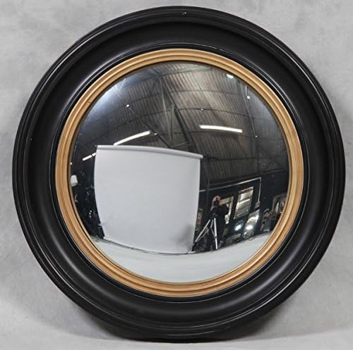mcg Black & Gold Moulded Frame Convex Fisheye Porthole Mirror 54cm