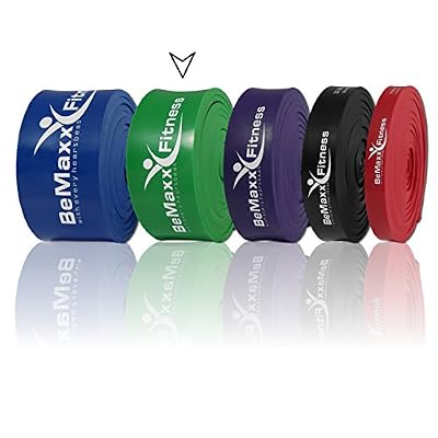 BeMaxx Bande élastique fitness avec livre d’exercices | Câble de résistance sport pour musculation, crossfit, boxe, yoga, pilates, tractions, stretching | Idéal renforcement musculaire | Femme et homme