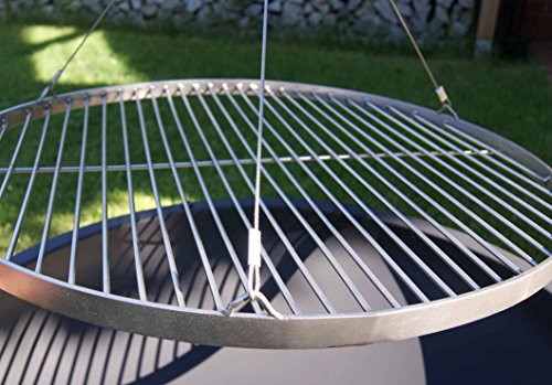 Edelstahl Grillrost 80 cm / nur 15 mm Stababstand ! Schwenkgrill , Qualitätsedelstahl V2A mit 3 Aufhänge-Ösen – stabile & schwere Ausführung Rund Grill Neu - 3