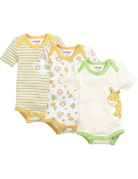 Schnizler Unisex Baby kurzarm Body 3er Pack Dschungel, Oeko-Tex Standard 100
