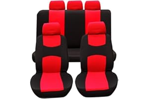 TOMTOC GODGETS Fundas Asientos Coche Universales para Delanteros y Traseros/Funda para Asiento Coches/Accesorios Interior Universal,Negro Rojo,2 * Asiento Delantero + 3 * Asiento Trasero