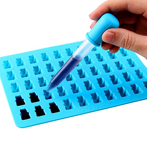 HENGSONG 2er Silikon 50 Mini Bär Formen mit Pipetten DIY Eiswürfel Form Kuchen Schokoladen Cookies Backen Form - 3