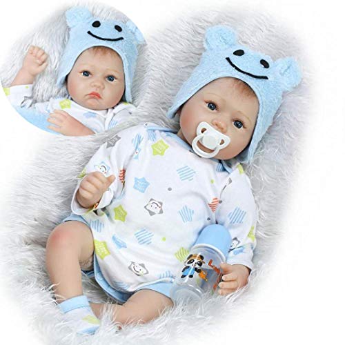 ZIYIUI Doll Newborn Toddler Doll Hecho a Mano Baby Boy Tela de Silicona Suave Cuerpo 55cm 22 Pulgadas Ojos Abiertos para Mayores de 3 años