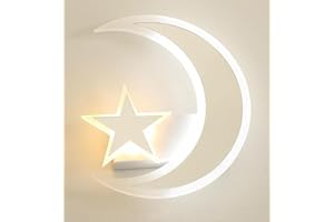 Dopastore Applique da Parete LED 11W Design Luna e Stella Bianco Lampada da Parete Stile Moderno Da Interno IP20 Per Camere Corridoio Attività (Luce calda 3000K)