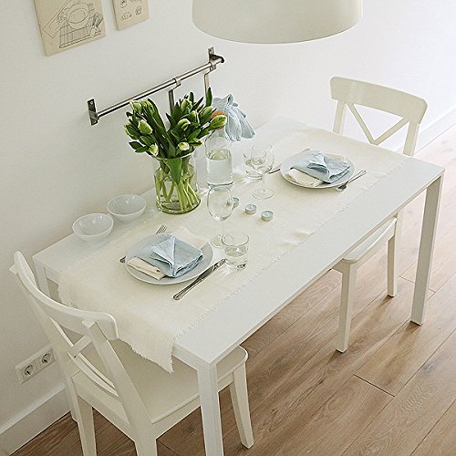 Rustikaler-Tischlufer-Leinen-gebrochenes-Wei