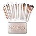 Leanda Fauset 12 Pcs Bamboo Handle Makeup Brushes Kabuki Powder Foundation Blusher Cosmetic Brushes With Box