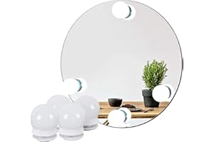 Mediawave Store - Luci per Specchio 4 Lampadine Led 3 Colori Intensità Regolabile USB, Luci per Make-up, Lampadine Adesive, Fari con Adesivo, 4 Luci per Specchiera, Bellezza, Trucco