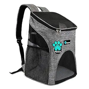 PetAmi Pet Carrier Backpack for Small Cats and Dogs | Ventilated Design, Safety Strap, Buckle Support | Designed for Travel, Hiking & Outdoor Use (Heather Gray)