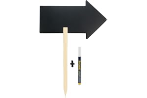 SECURIT - Lavagna A Forma Di Freccia Con Punta Di Legno E 1 Pennarello A Gesso Liquido Bianco - Per Caffè, Ristoranti, Bar, Negozi - 49,2x67 cm