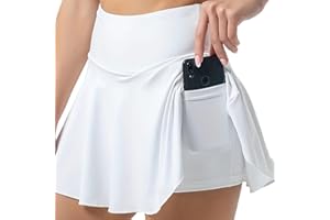 HSAJS Gonna Tennis Donna con Pantaloncini Integrati Gonna Sportiva Skort Plissettata Pantagonna Abbigliamento Padel Gonnellino Estivo Tasca per Smartphone Completo Sportivo Traspirante