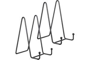 YiliYa Espositore in Metallo 2 Pezzi Cavalletto Piastra di Cavalletto in Ferro Ferro Supporto Cavalletto Decorativo per Libri Supporto ​per Esposizione o Cornice per Quadri (Nero)