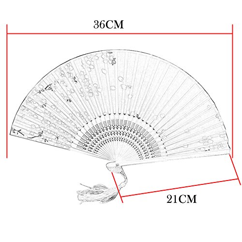 Highdas Geschenk-Hochzeitsfest-Dekor Chinesischer japanischer Art-Kirschblumen-Druck-Handheld-faltende Handventilator-Olivgrün - 6