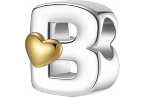 LONGLUCK Perles de breloques pour lettres d'amour A-Z, en argent sterling S925, pour bracelet Pandora, collier, cadeaux de bijoux pour femmes