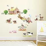 Decowall DW-1407 Pony Club & Bauernhof Tiere Wandsticker Wandaufkleber Wandtattoo Kinderzimmer