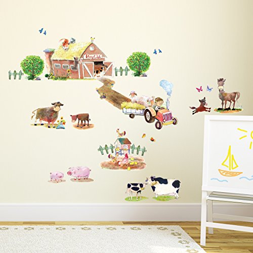 Decowall DW-1407 Pony Club & Bauernhof Tiere Wandsticker Wandaufkleber Wandtattoo Kinderzimmer