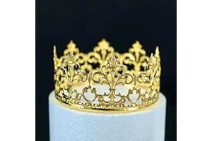 LEEMASING Decoración de pastel de corona de princesa vintage dorada para niños y niñas, decoración de tartas para bodas