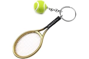 RIXERKOC Porte-clés en forme de raquette de tennis - En métal - Pendentif en forme de balle de tennis - Cadeau pour le sport